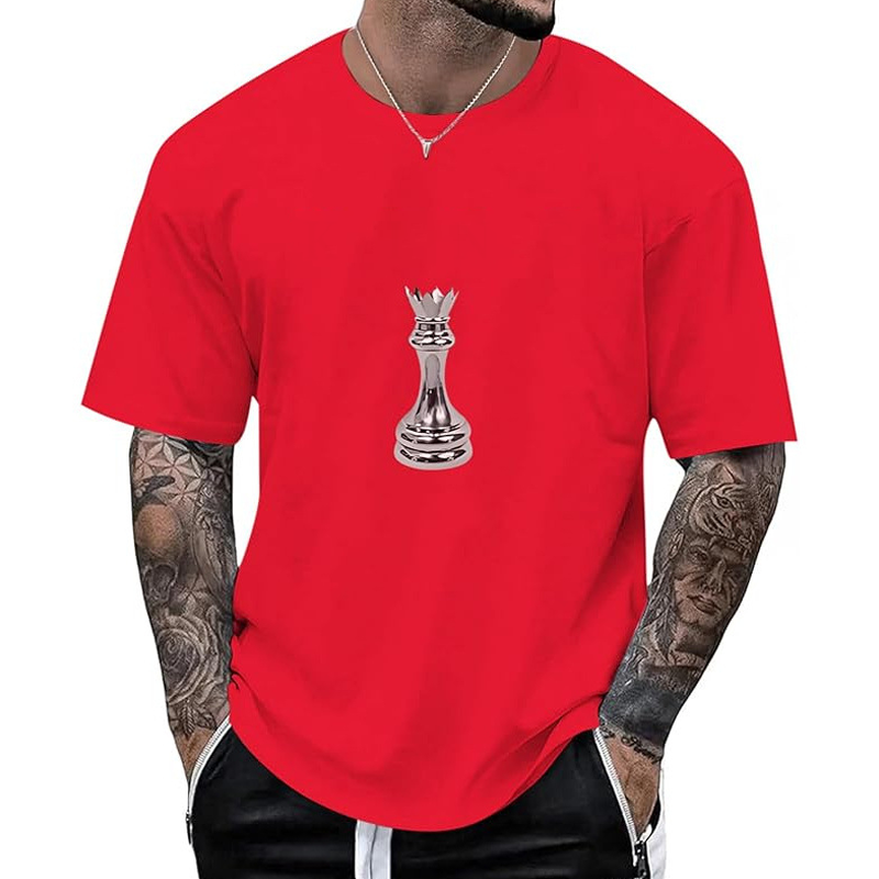 Camiseta masculina gola careca com estampa de xadrez