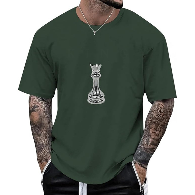 Camiseta masculina gola careca com estampa de xadrez