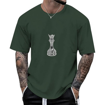Camiseta masculina gola careca com estampa de xadrez