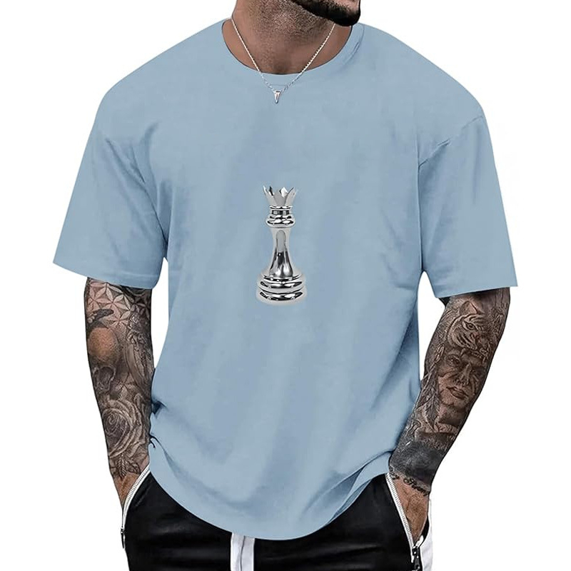 Camiseta masculina gola careca com estampa de xadrez