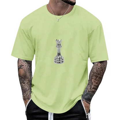 Camiseta masculina gola careca com estampa de xadrez