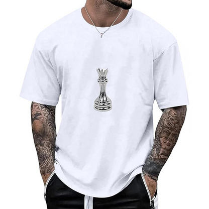 Camiseta masculina gola careca com estampa de xadrez