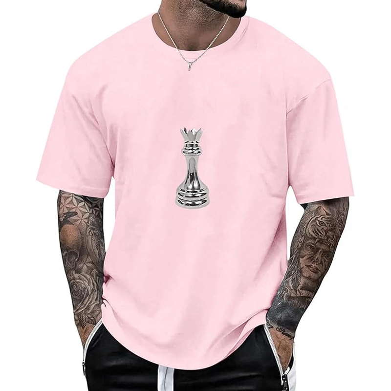 Camiseta masculina gola careca com estampa de xadrez