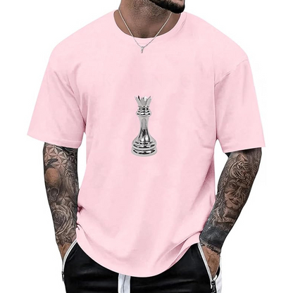 Camiseta masculina gola careca com estampa de xadrez