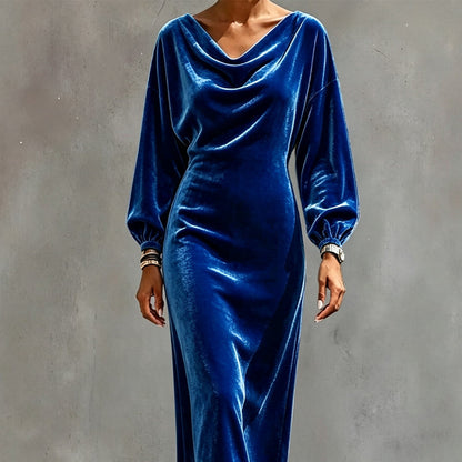 ✨👗Vestido elegante de veludo com gola alta para mulher