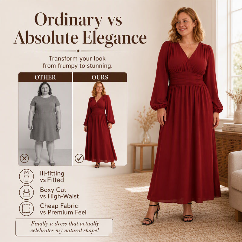 ✨👗Vestido maxi feminino com decote em V profundo e fenda alta