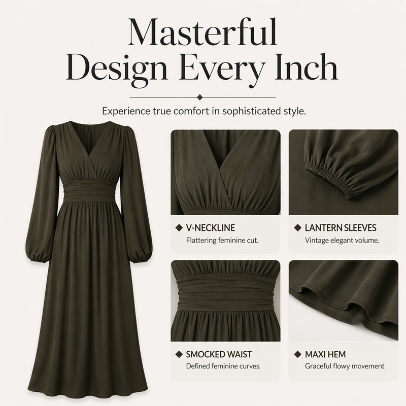 ✨👗Vestido maxi feminino com decote em V profundo e fenda alta