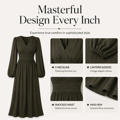 ✨👗Vestido maxi feminino com decote em V profundo e fenda alta