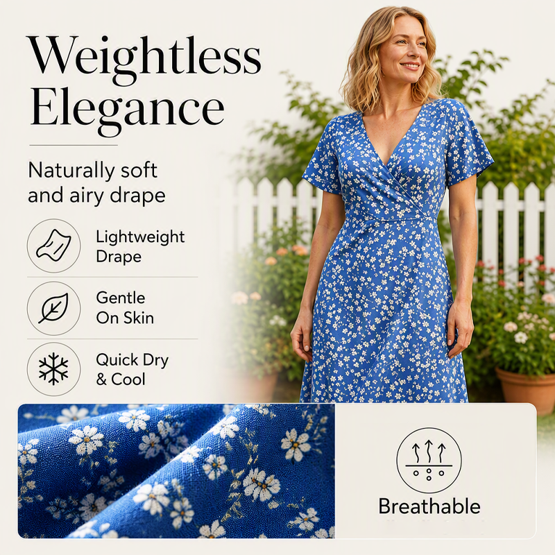 ✨👗Vestido de verão feminino com padrão floral e decote em V