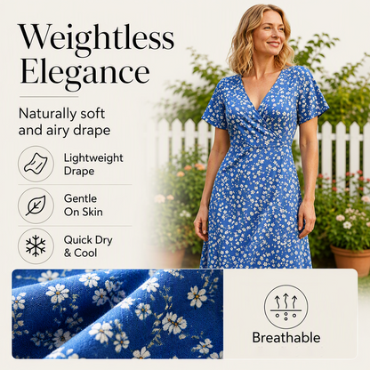 ✨👗Vestido de verão feminino com padrão floral e decote em V