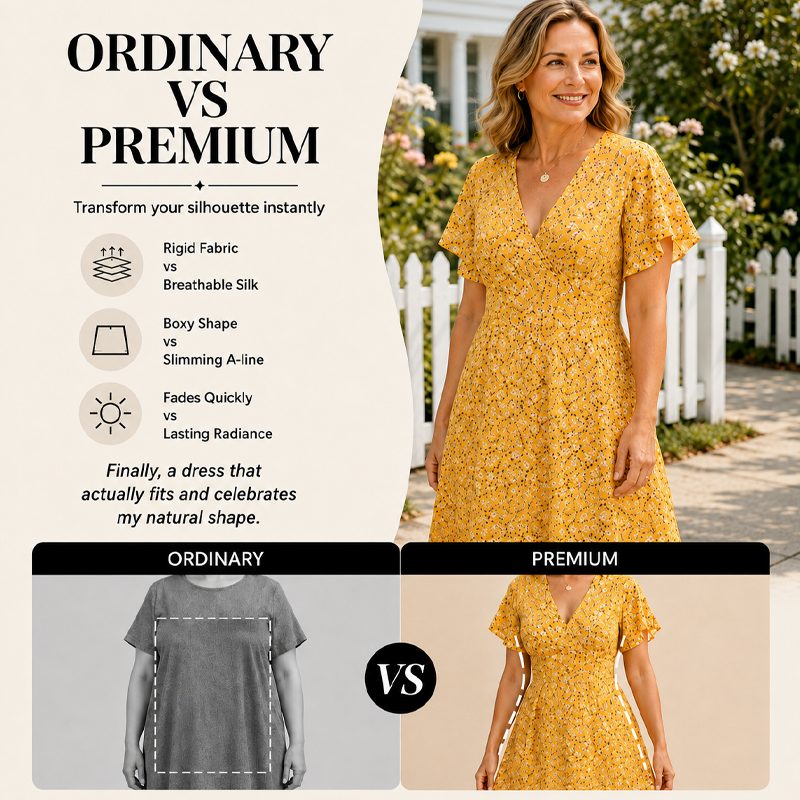 ✨👗Vestido de verão feminino com padrão floral e decote em V