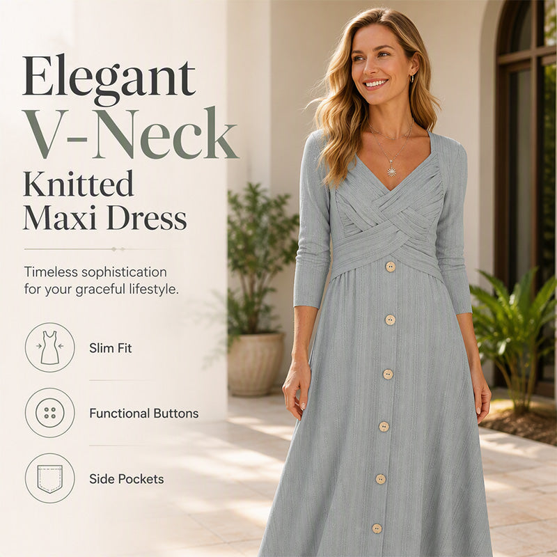 ✨👗Vestido casual feminino com decote em V e alças cruzadas