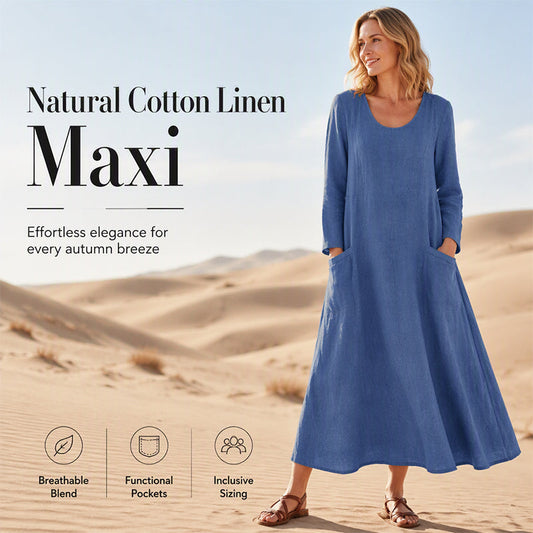 ✨👗Vestido de manga comprida de cor lisa para mulher