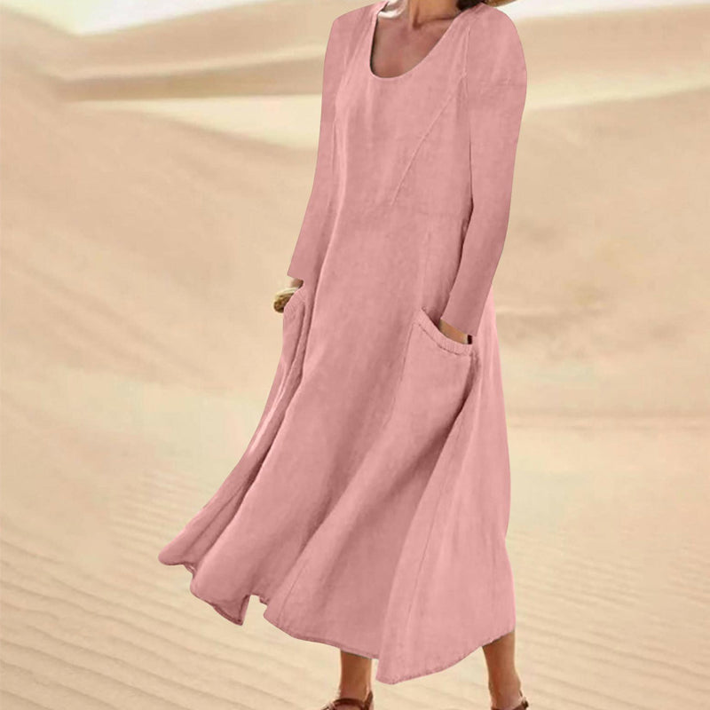 Women's Solid Color Long Sleeve Dress