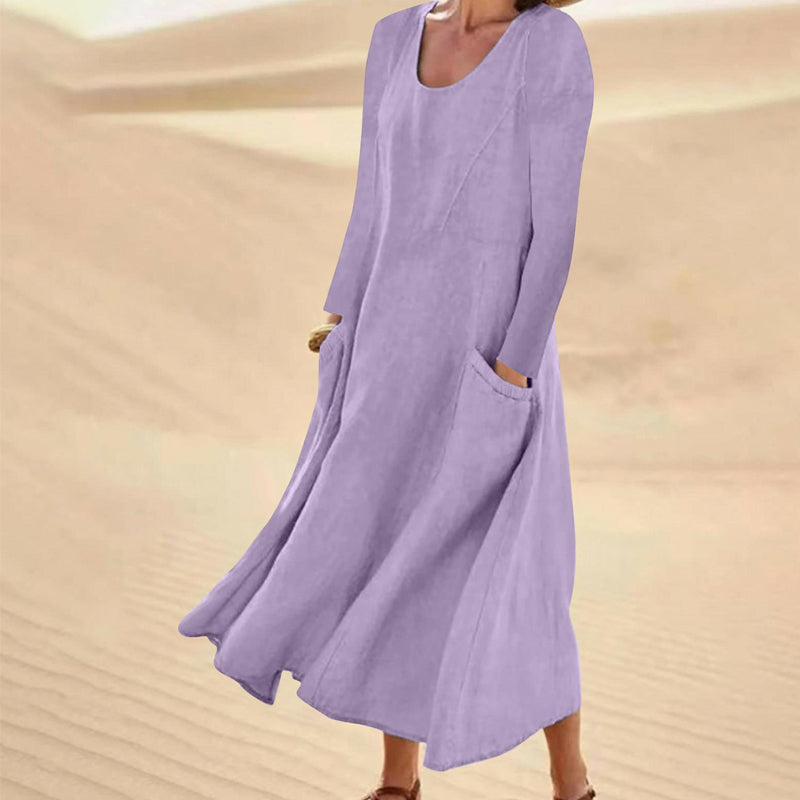 Women's Solid Color Long Sleeve Dress