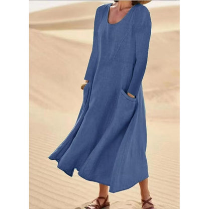 Women's Solid Color Long Sleeve Dress