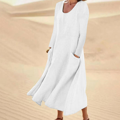 Women's Solid Color Long Sleeve Dress
