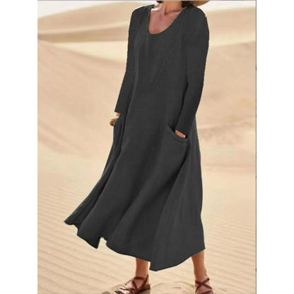 Women's Solid Color Long Sleeve Dress