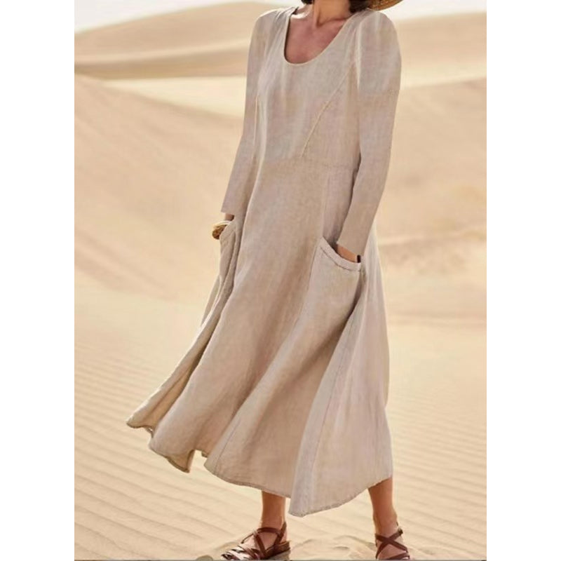 Women's Solid Color Long Sleeve Dress