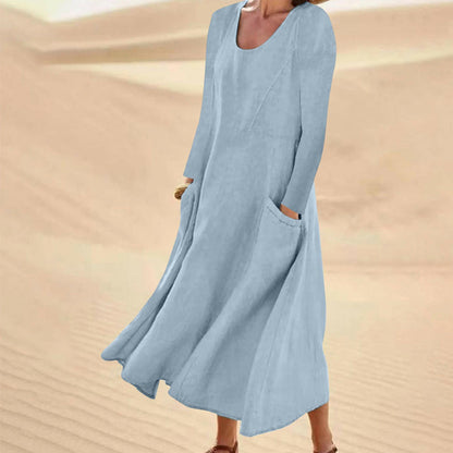 Women's Solid Color Long Sleeve Dress