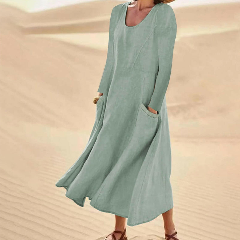 Women's Solid Color Long Sleeve Dress