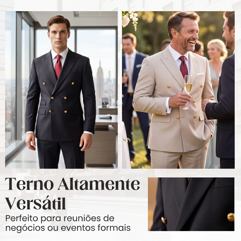 Conjunto de 2 peças: jaqueta slim fit e calça para homem