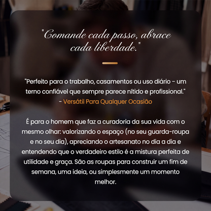 Conjunto de 2 peças: jaqueta slim fit e calça para homem