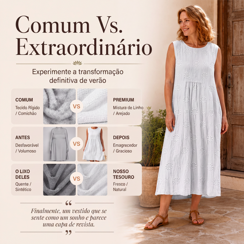 Vestido de linho sem mangas para mulher