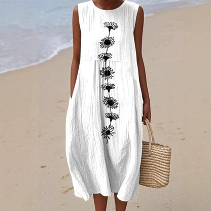 Vestido de linho sem mangas para mulher