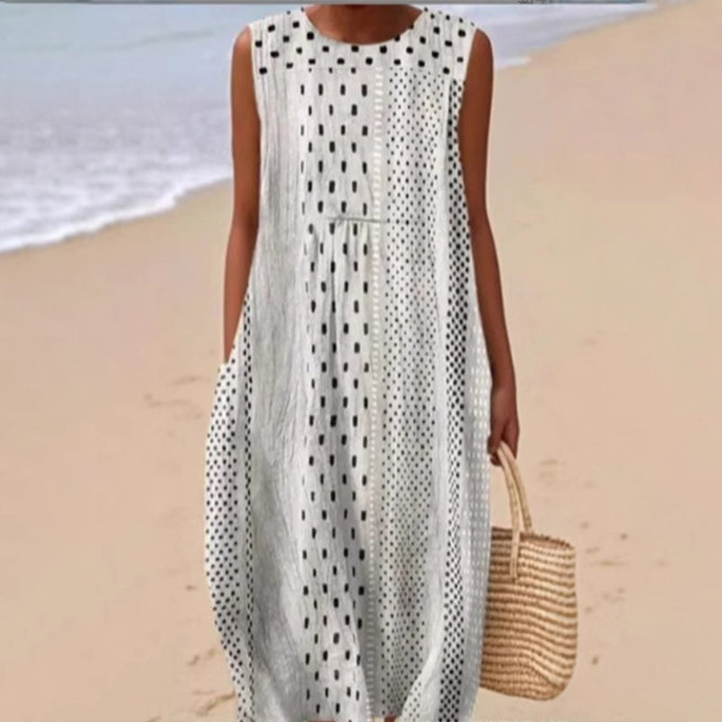 Vestido de linho sem mangas para mulher