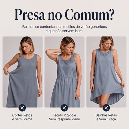 Vestido jeans sem manga para mulheres com bainha assimétrica