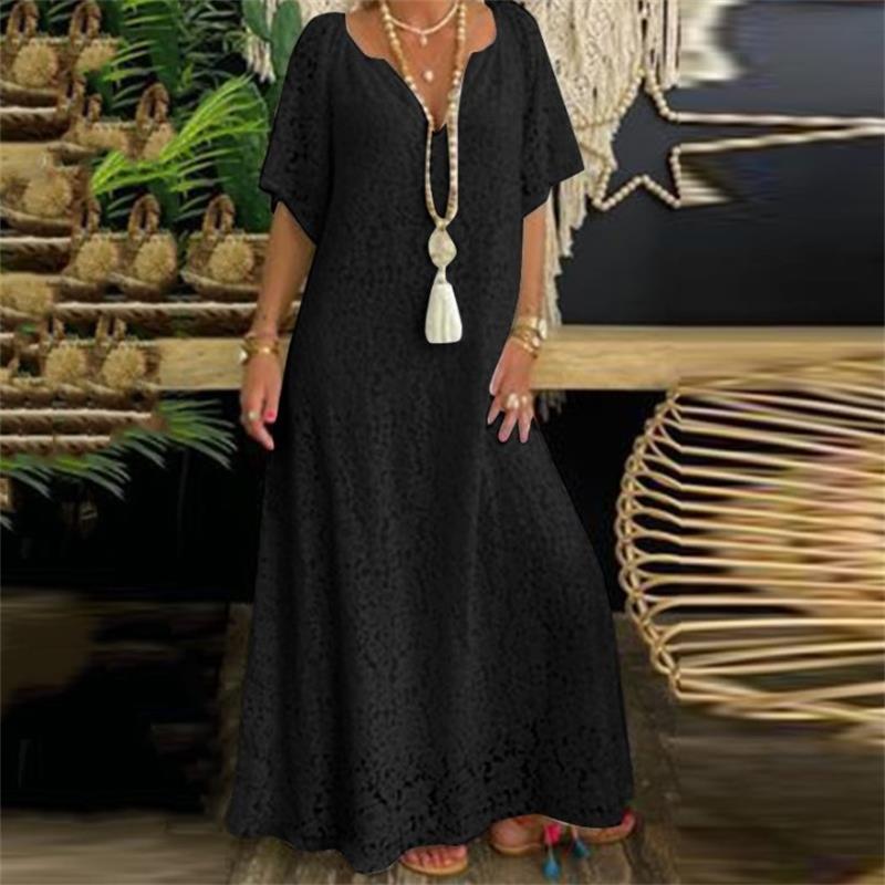✨👗Saia longa de renda elegante com decote em V para mulher