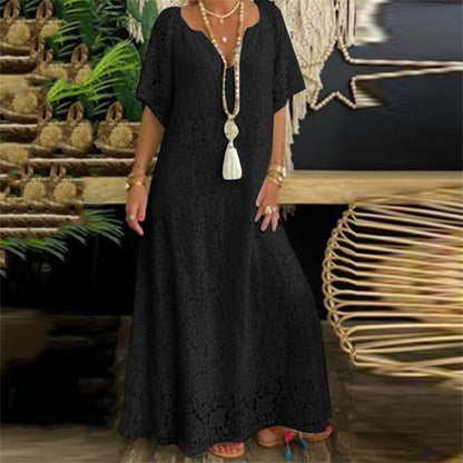 ✨👗Saia longa de renda elegante com decote em V para mulher