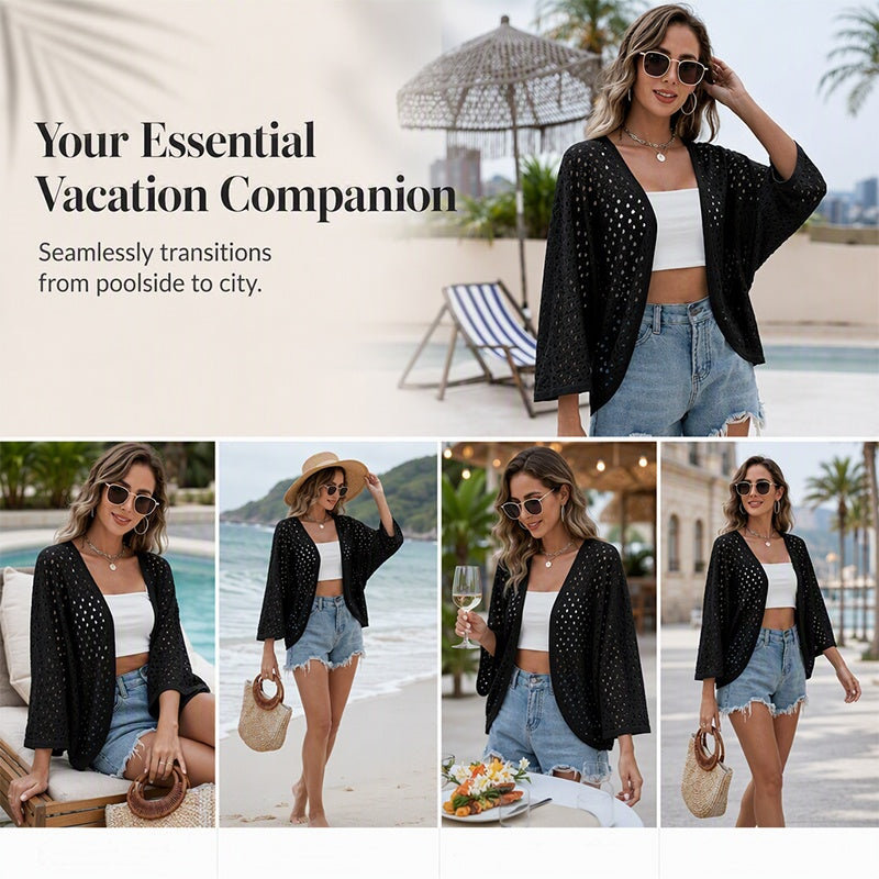 Women's Casual Openwork Lightweight Cardigan