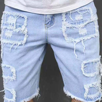 Calções de ganga rasgados para homem com detalhes desfiados