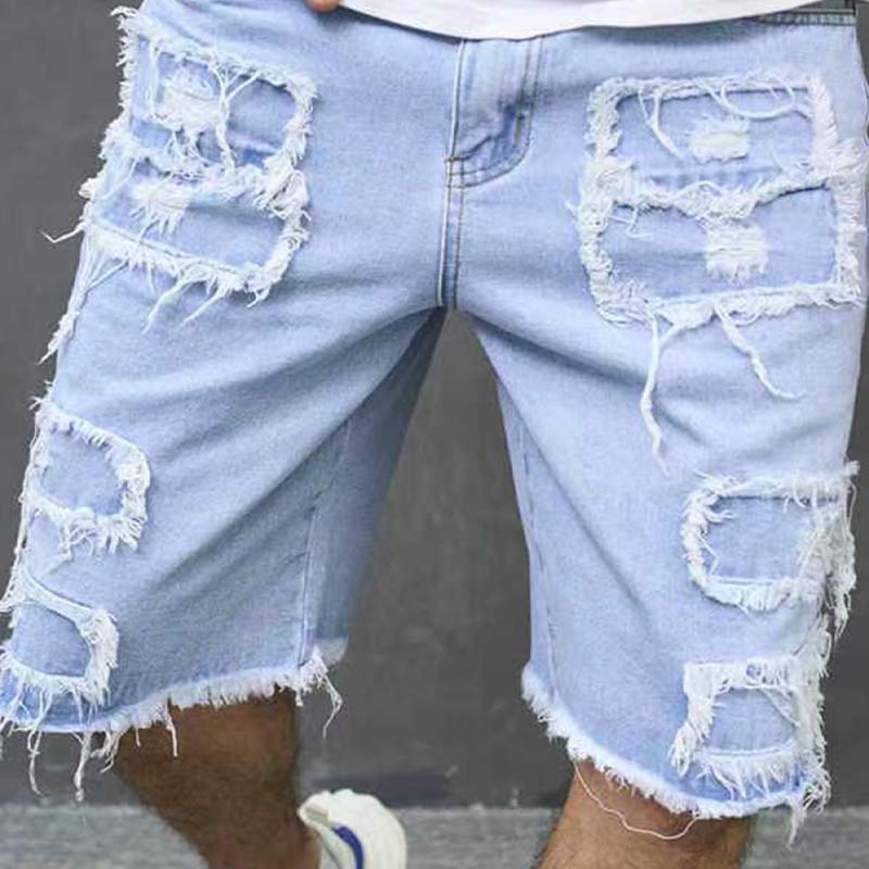 Calções de ganga rasgados para homem com detalhes desfiados