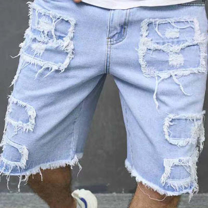 Calções de ganga rasgados para homem com detalhes desfiados
