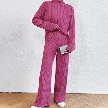 ✨👗Conjunto de duas peças em malha canelada aconchegante para mulher