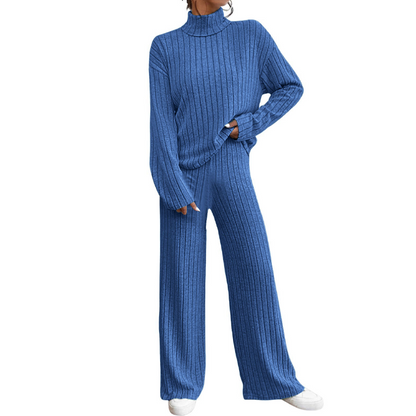 ✨👗Conjunto de duas peças em malha canelada aconchegante para mulher
