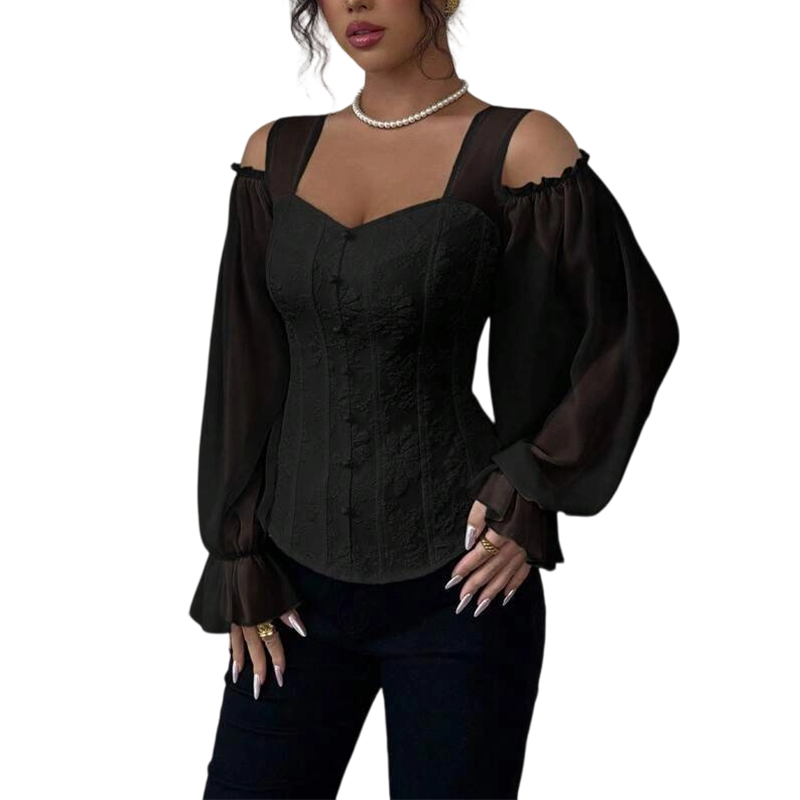 🌸 Nova Coleção ✨ Blusa Feminina Jacquard Floral com Ombros Descobertos – Design Exclusivo, Valoriza a Feminilidade & Estilo Elegante 💕