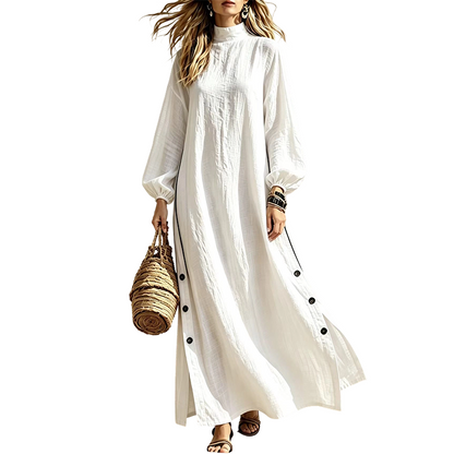 ✨👗Vestido maxi feminino de manga comprida e corte largo