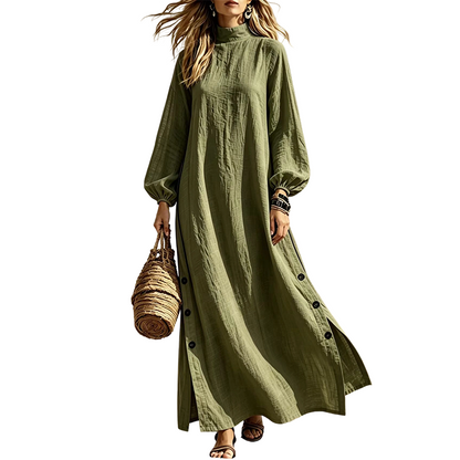 ✨👗Vestido maxi feminino de manga comprida e corte largo