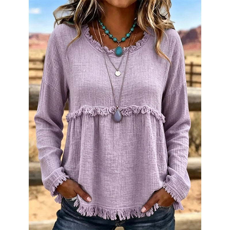 ✨👚Top casual feminino com franjas e borlas, estilo vintage