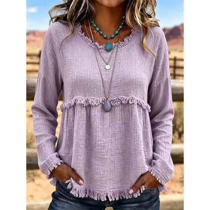 ✨👚Top casual feminino com franjas e borlas, estilo vintage