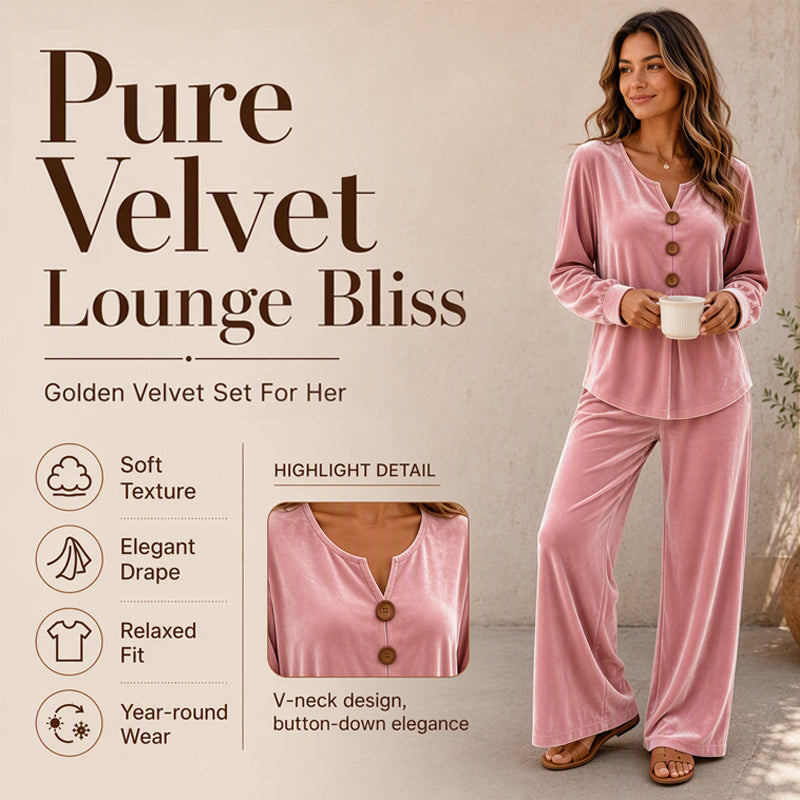 ✨👗Conjunto casual de duas peças em veludo para mulher, para usar em casa