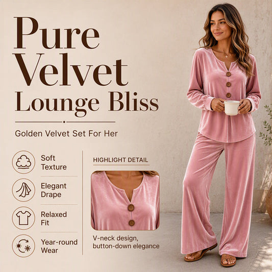 ✨👗Conjunto casual de duas peças em veludo para mulher, para usar em casa