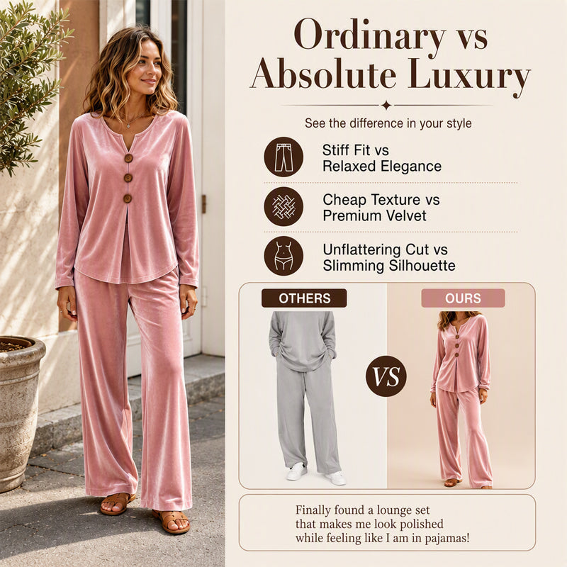✨👗Conjunto casual de duas peças em veludo para mulher, para usar em casa