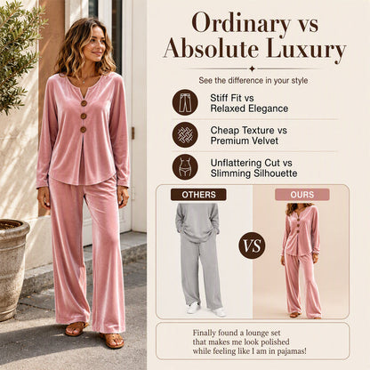 ✨👗Conjunto casual de duas peças em veludo para mulher, para usar em casa