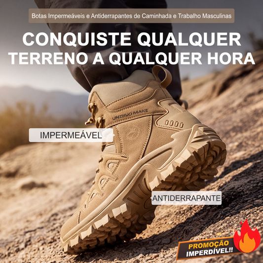 Botas de caminhada e de trabalho impermeáveis e antiderrapantes para homem