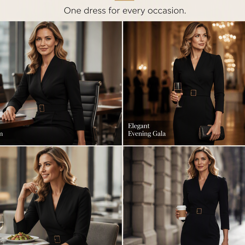 ✨👗Vestido elegante que realça a cintura